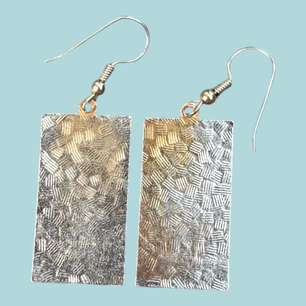 Vintage Cloisonné Dragon & Lotus Flower Dangle Earrings Chinese Design Blue Gold - Picture 3 of 7